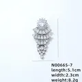 Detailed silver necklace pendant with AAA zircon, measuring 5.1cm long and 2.3cm wide - Tiered Floral Cluster Style (N00665-7)