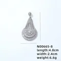 Macro shot of silver pendant with AAA cubic zirconia showing 4.8cm length and 2.4cm width - Pave Fan Shaped Style (N00665-8)