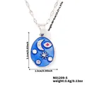 Blue enamel celestial moon and star necklace with zircon pendant specifications - Medium Blue (N01209-5)