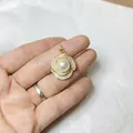 Luxurious gold floral pendant with white pearl center and shimmering zircon accents - Multi-layer Floral Style (Gold No. 2)