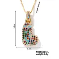 Collier avec pendentif lettre L doré serti de zircons multicolores éclatants - Style L / Or