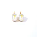 Square AB crystal earrings with golden leverback hooks for women in elegant style - Light Yellow