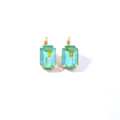Elegant gold earrings with emerald green and aqua blue gradient square zirconia - Cyan