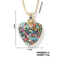 Collier avec pendentif cœur coloré serti de zircons multicolores plaqué or - Style V / Or