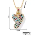 Pendentif cœur doré avec lettre Y et pierres de zircon colorées sur une chaîne - Style Y / Or