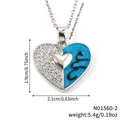 Herzanhänger Halskette mit Zirkonia-Mikropavé und blauer Emaille-Veredelung - Blaues Emaille Silberketten-Halskette (N01560-2)
