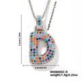 Collana con ciondolo lettera D in zirconi arcobaleno e catena box stile hip hop - Argento Multicolore D