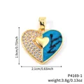 Herz-Halskette mit blauem Emaille und Zirkonia-Besatz im asymmetrischen Gold-Design - Anhänger Ohne Kette-Gold Blau Emaille (P4169-1)