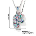 Collana con lettera F decorata con zirconi colorati e catenina in argento lucido - Argento Multicolore F