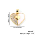 Vergoldete Herz-Halskette mit weißen Zirkonia und rosa Emaille-Inlay, 2,1 cm breit - Weißes Emaille Goldketten-Halskette (N01560-3)