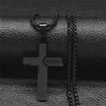 Zwarte titanium stalen kruis ketting met Jezus gravure op een matte box ketting hanger - Zwart