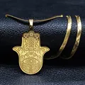 Collier avec pendentif Main de Fatma dorée et Oeil de la Providence sur chaîne - Or B
