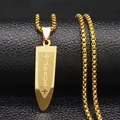 Collar cruz de escudo vintage en acero inoxidable dorado para hombre grabado Jesús - Dorado