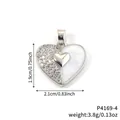 Eleganter Herzanhänger mit Zirkonia-Pflaster und weißem Perlmutt-Inlay, 3,8g Gewicht - Anhänger Ohne Kette-Silber Weiß Emaille (P4169-4)