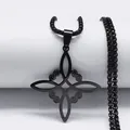 Mattschwarze Edelstahl Keltischer Knoten Halskette mit Perlenkette auf Displayständer - Schwarz