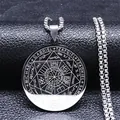 Collier Sceau des Sept Archanges en acier inoxydable argenté avec pendentif Salomon - Argent