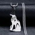 Ägyptische Bastet Katzen-Halskette aus poliertem Edelstahl für Damen und Herren Anhänger - Silber