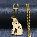 Goldene ägyptische Bastet Katzen-Halskette aus Edelstahl mit poliertem Finish - Gold