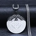 Viking Witch's Knot Anhänger aus silbernem Edelstahl mit runder Boxkette für Herren - Silber
