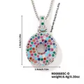 Collana con ciondolo a ciambella in zirconi arcobaleno con catena box argentata - Argento Multicolore O