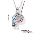 Collana con ciondolo lettera P in zirconi colorati con finitura argento - Argento Multicolore P