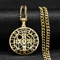 Saint Benedict Medal pendant necklace in gold plated stainless steel for men and women - Gold