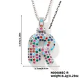Collana con ciondolo lettera R in zirconi colorati, altezza 3,0 cm e catena d'argento - Argento Multicolore R