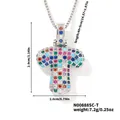 Collana con ciondolo a lettera T bombata con zirconi colorati su catena argentata - Argento Multicolore T