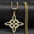 Gold-plated stainless steel Celtic knot cross pendant with box chain on black texture - 60 cm / Gold