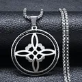 Gothic stainless steel Celtic knot pendant necklace with black cubic zirconia stones - Black Zirconia / Silver