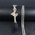 Pendentif épée Zulfiqar Imam Ali en argent poli sur une chaîne corde en acier inoxydable - Style Argent (Avec Chaîne 60cm)