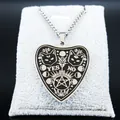 Collier gothique en acier inoxydable avec pendentif cœur chat lune étoiles et YES NO - 50cm / Argent