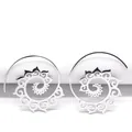 Pendientes bohemios étnicos de acero inoxidable plateado con espiral hueca para mujer - Plateado