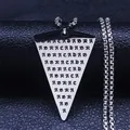 Stainless steel Abracadabra inverted triangle pendant necklace with silver chain - 50cm / Silver