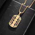 Golden St. Benedict medal necklace with colorful zircon stones on black leather - Gold