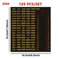 Detailed view of 129 color-coded circuit breaker label stickers for home electric panels - Black Background Style (QT725-1)