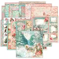 Pack de 17 papeles vintage para scrapbooking con motivos navideños de invierno y flores - Colección Vintage de Invierno (QT740)