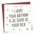Funny adult birthday card with envelope featuring humorous text and red hearts - Happy Birthday Adult Humorous Style (QT779-1)