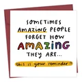 Close-up of square greeting card with colorful amazing text and red envelope set - Inspirational Reminder Style (QT779-3)