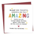 Detailed view of funny square birthday card with red envelope and festive star patterns - Kindness And Impact Appreciation Style (QT779-6)