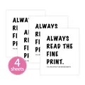 Detail of 4-pack white announcement stickers with black 'You are going to be grandparents' text - Pregnancy Announcement Reveal Style (QT772-4)