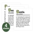 Pack of 4 creative adhesive bottle labels with Bestie floral text design and definitions - Bestie Definition (QT796-1)