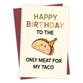 Lustiges Geburtstagskarten Set mit Taco Illustration und rotem Umschlag als Geschenk - Taco Cartoon Stil (QT819-3)