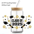 Class of 2025 UV DTF cup wrap sticker with graduation cap and gold floral design - Black Gold CLASS OF 2025 Floral (QT1258-4) / 24x12cm