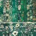6x6 inch Green Jade scrapbook paper pad with 24 sheets of vintage floral DIY craft cardstock - Vintage Green Tones Floral Style (QT859-2)