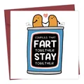Funny fart theme birthday card for couples with red envelope and cute potato cartoon art - Couples Funny Style (QT810-1)