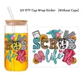 UV DTF bekersticker met medische iconen en bloemige hartpatronen voor decoratie - Scrub Life Thema Zonnebloem Medische Elementen Stijl (QT856-1)