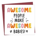 Square greeting card with 'AWESOME PEOPLE MAKE AWESOME BABIES' text and red envelope - Awesome Babies Congratulations Style (QT842-6)