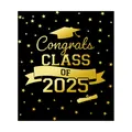 Adesivi per laurea Class of 2025 con tocco dorato e diploma su uno sfondo nero - Stile Nero E Oro (QT1273-1)