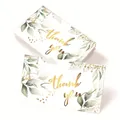 Minimalist Thank You cards with gold foil lettering and green watercolor leaves decoration - Gold Foil Green Leaf Style (QT861)